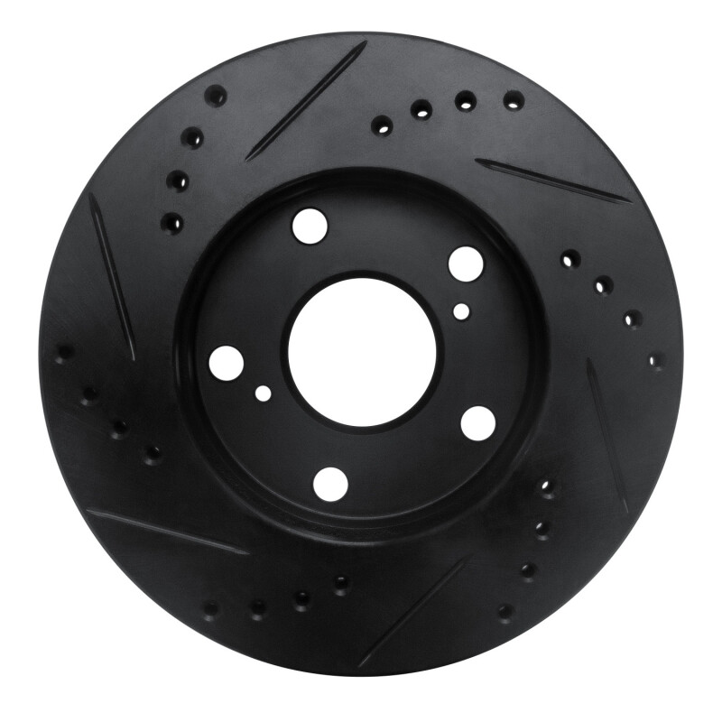 Toyota Camry Brake Rotor (1) - Front Right - R1 Concepts - Drilled & Slotted - Black - `92-`01